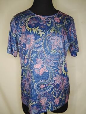 Blair Blue Paisley Short-Sleeve Women's Top